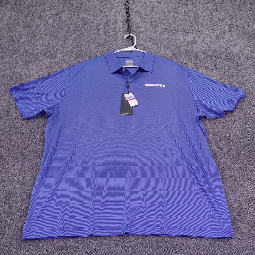 Callaway Polo Mens Double Extra Large Blue Komatsu Opti Dri Striped Golf